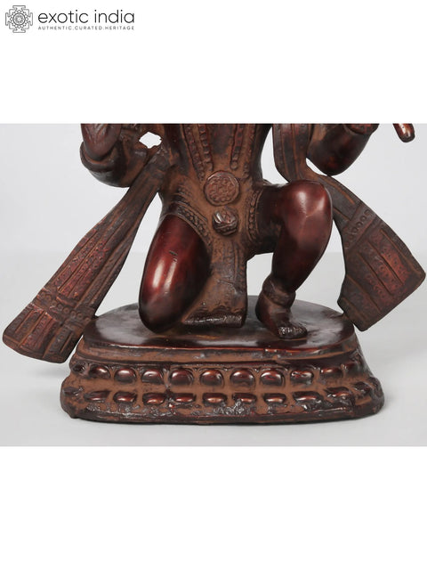 11'' Blessing Lord Hanuman Statue In Brown Colour | Brass Idols