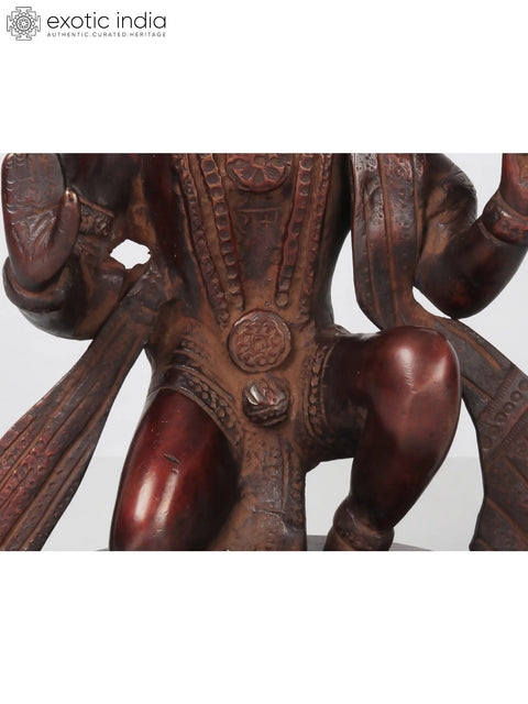 11'' Blessing Lord Hanuman Statue In Brown Colour | Brass Idols