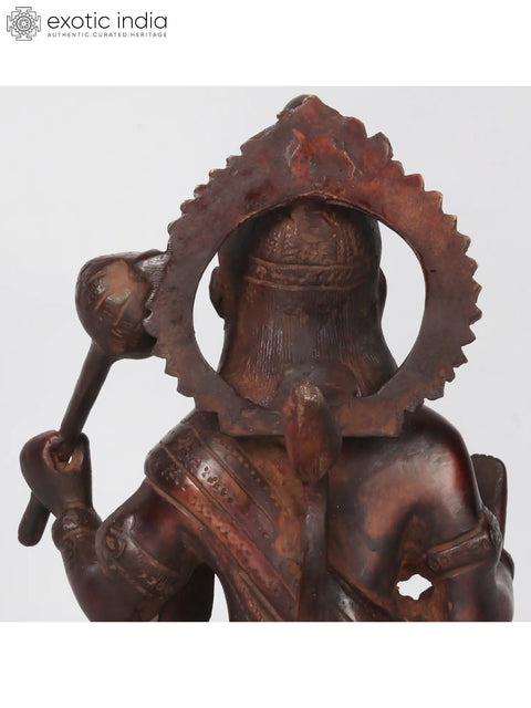 11'' Blessing Lord Hanuman Statue In Brown Colour | Brass Idols