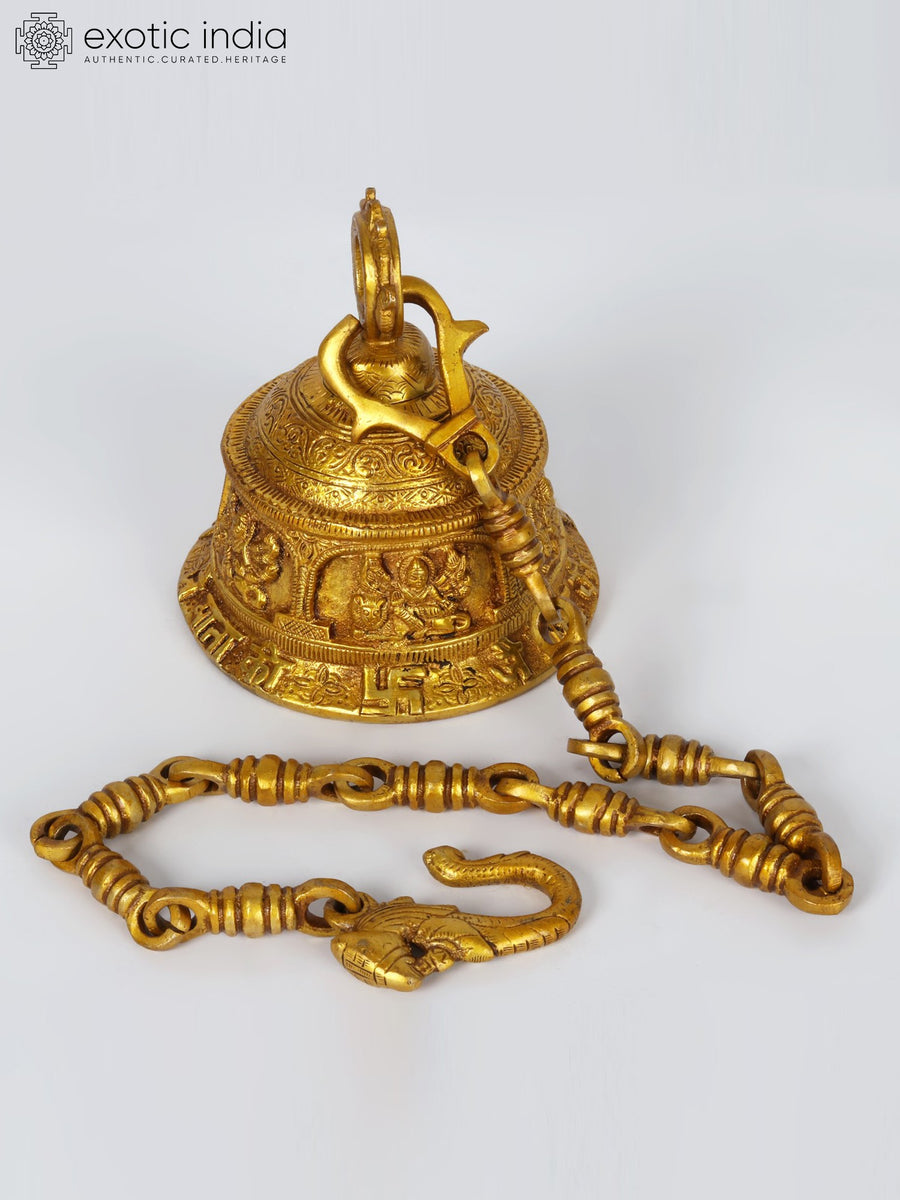 6" Goddess Durga Brass Ritual Bell for Pooja