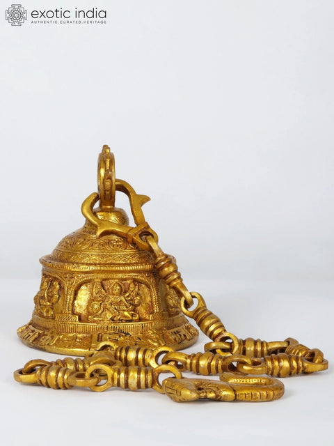6" Goddess Durga Ritual Bell in Brass