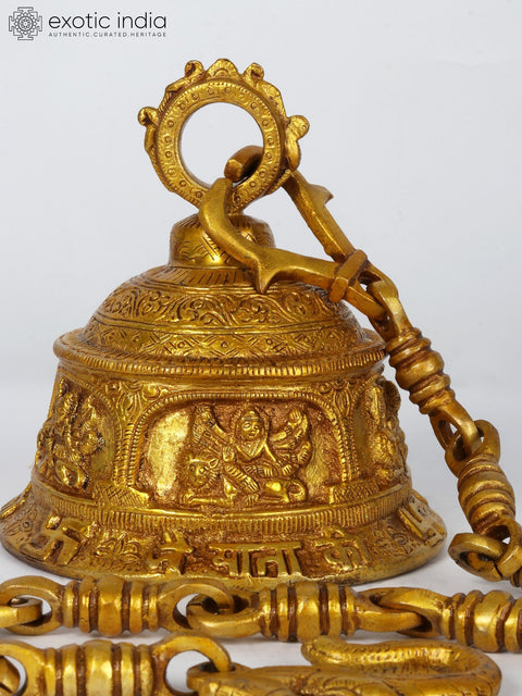6" Goddess Durga Ritual Bell in Brass