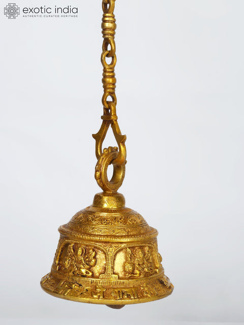 6" Goddess Durga Ritual Bell in Brass
