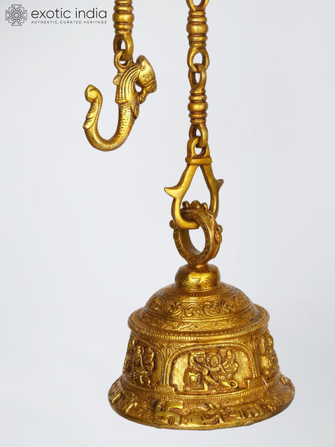 6" Goddess Durga Ritual Bell in Brass