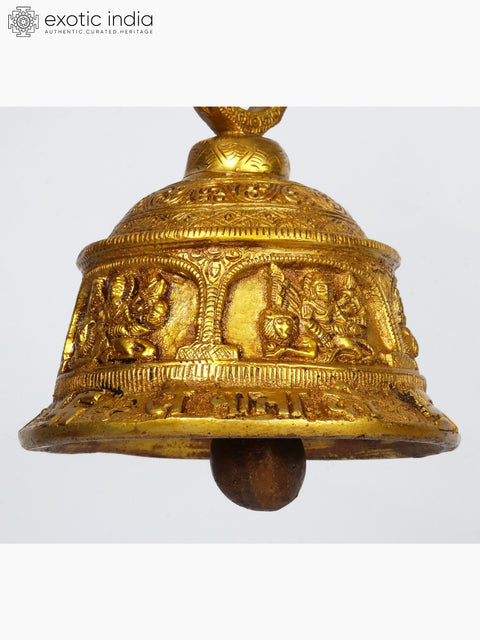 6" Goddess Durga Ritual Bell in Brass