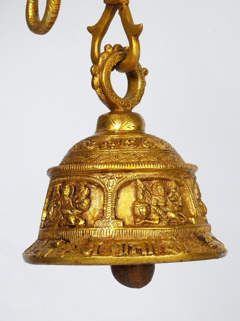 6" Goddess Durga Ritual Bell in Brass