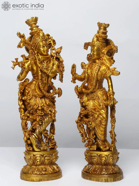14" Standing Radha Madhav (Krishna) | Brass Statue