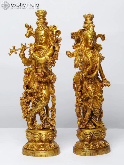 14" Standing Radha Madhav (Krishna) | Brass Statue