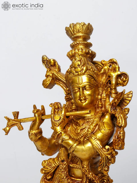14" Standing Radha Madhav (Krishna) | Brass Statue