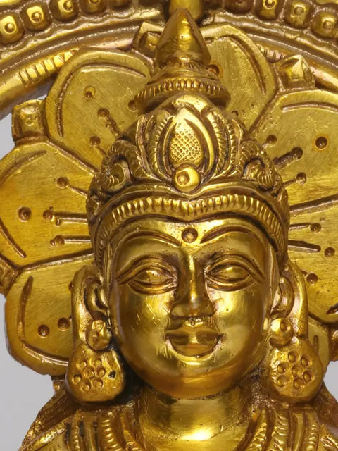 11" Brass Pair of Ganesha - Lakshmi Seated on Throne