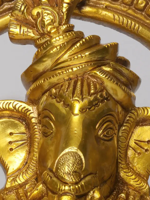 11" Brass Pair of Ganesha - Lakshmi Seated on Throne