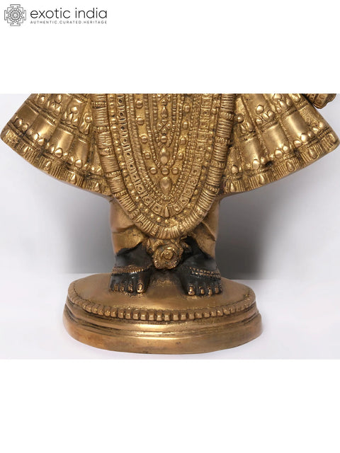 18" Gold and Black Color Lord Krishna as Shrinath Ji in Brass