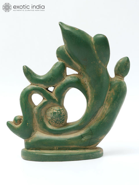 8" Stylised Lord Ganesha Brass Idol with Om | Spiritual Table Decor