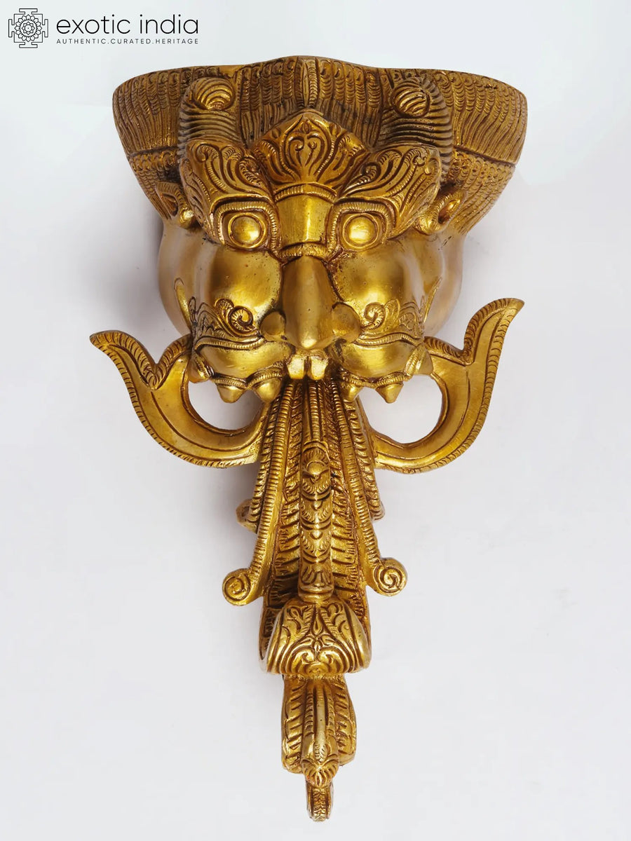 8" Kirtimukha Brass Wall Hanging for Home Decor