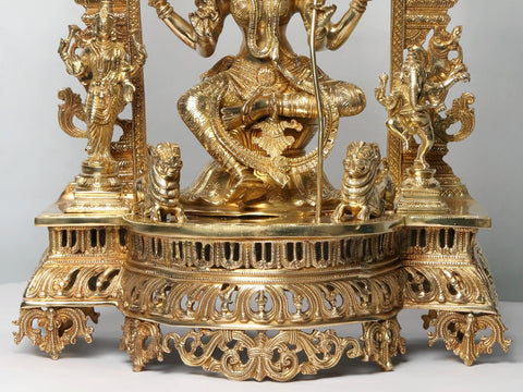 28'' Superfine Tripura Sundari (Rajarajeshwari) With Ganesha and Lakshmi | Brass