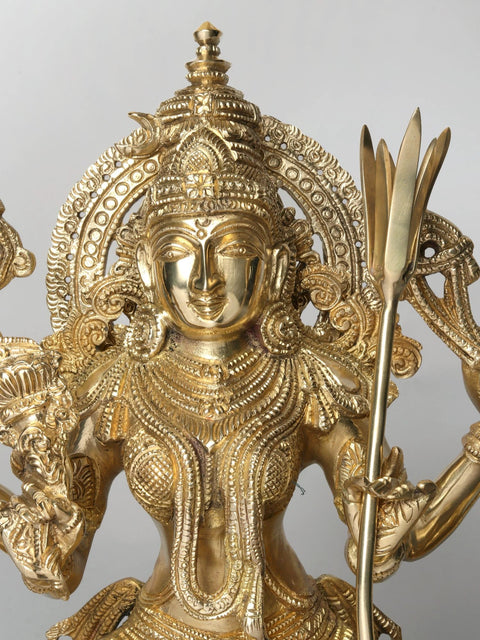 28'' Superfine Tripura Sundari (Rajarajeshwari) With Ganesha and Lakshmi | Brass