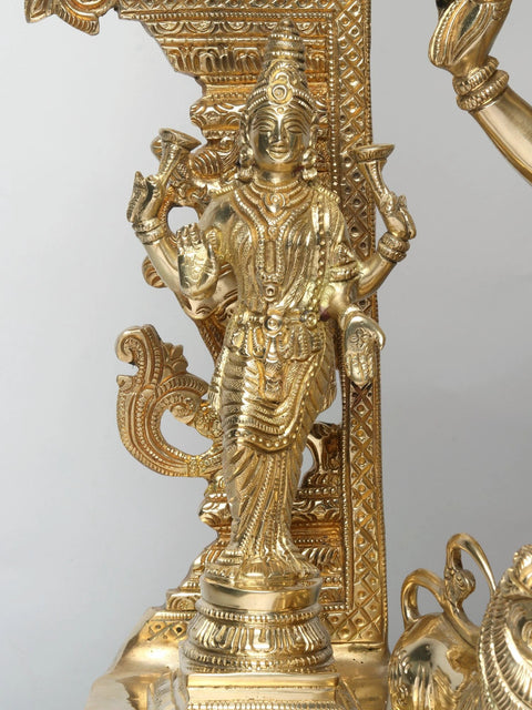 28'' Superfine Tripura Sundari (Rajarajeshwari) With Ganesha and Lakshmi | Brass