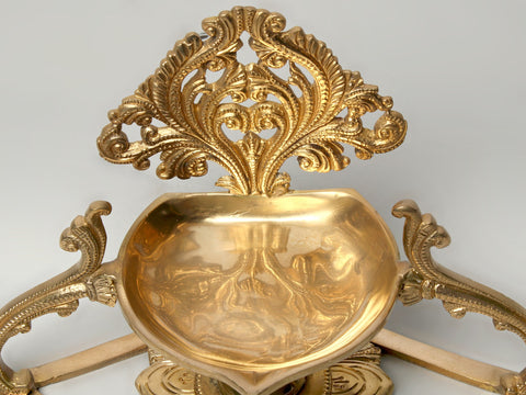 10" Designer Lamp (Diya) with Stand in Brass