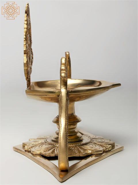 10" Designer Lamp (Diya) with Stand in Brass