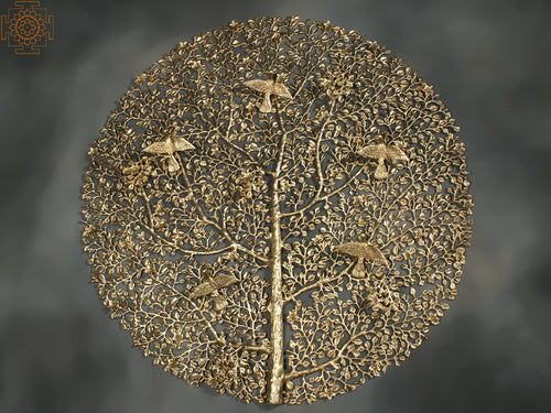 36" Large Brass Tree of Life with Birds Wall Hanging Home Decor