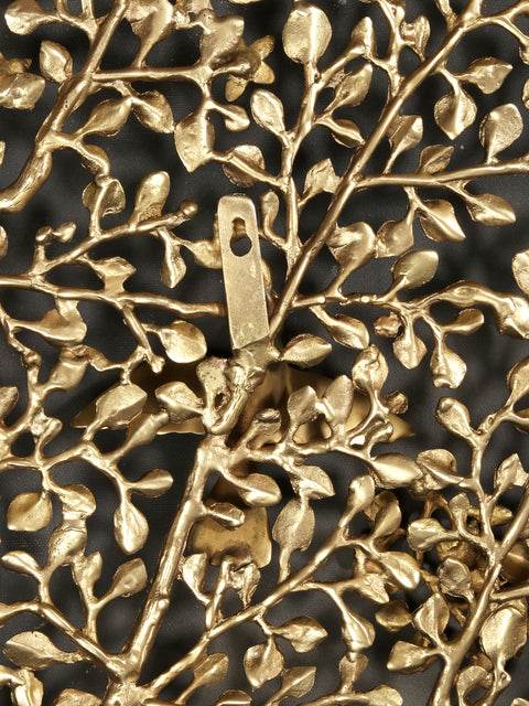36" Large Round Shape Tree of Life with Chirping Birds in Brass | Wall Decor