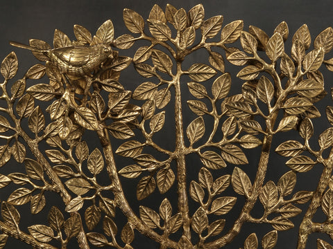 34" Large Tree of Life with Perched Birds in Brass