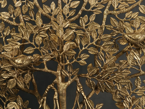34" Large Tree of Life with Perched Birds in Brass
