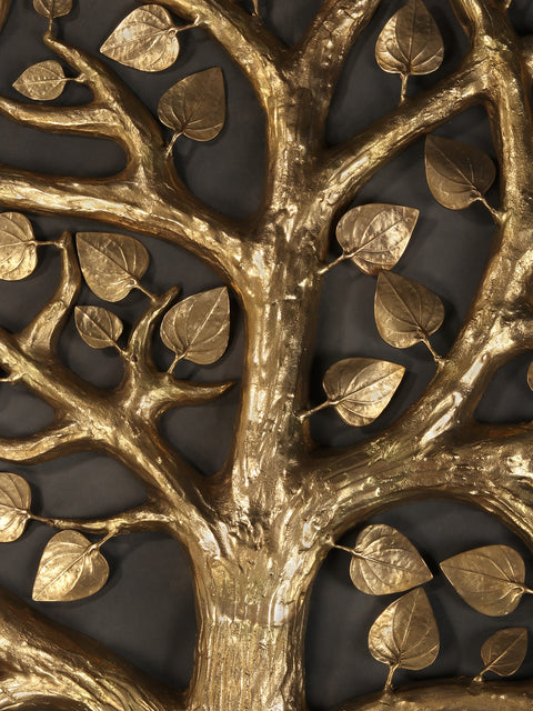 72" Super Large Brass Tree of Life with Cow and Calf and Flower Buds | Set of Four | Wall Decor