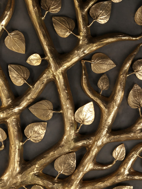 72" Super Large Brass Tree of Life with Cow and Calf and Flower Buds | Set of Four | Wall Decor
