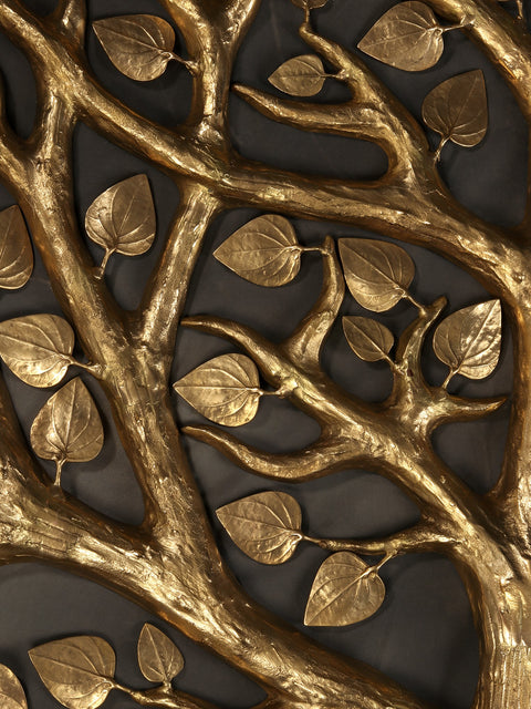 72" Super Large Brass Tree of Life with Cow and Calf and Flower Buds | Set of Four | Wall Decor
