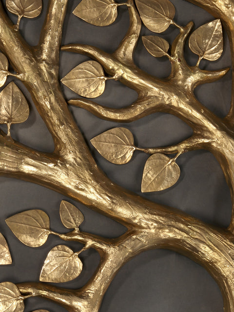 72" Super Large Brass Tree of Life with Cow and Calf and Flower Buds | Set of Four | Wall Decor