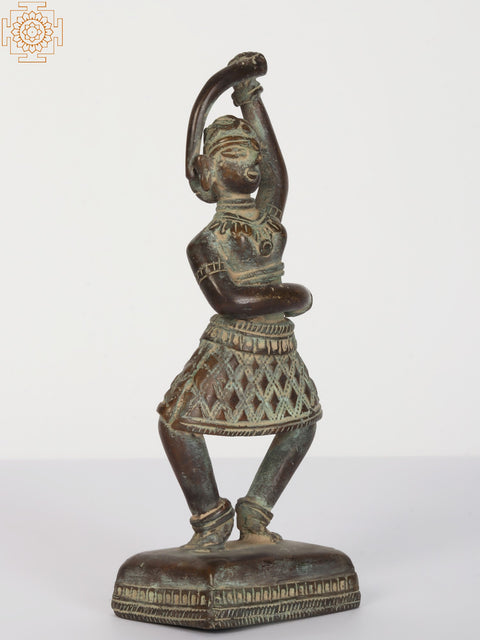 6" Brass Sword Dancer Figurine | Tribal Statue