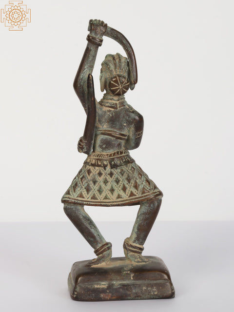 6" Brass Sword Dancer Figurine | Tribal Statue