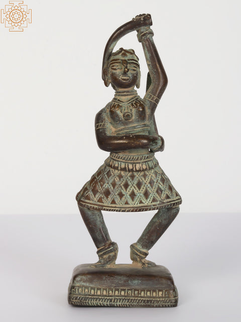 6" Brass Sword Dancer Figurine | Tribal Statue