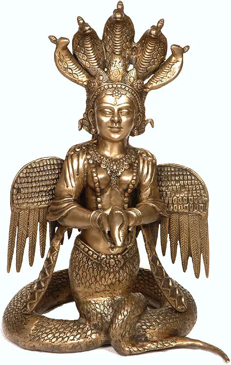 17" Handmade Naga Kanya Brass Statue for Home Decor