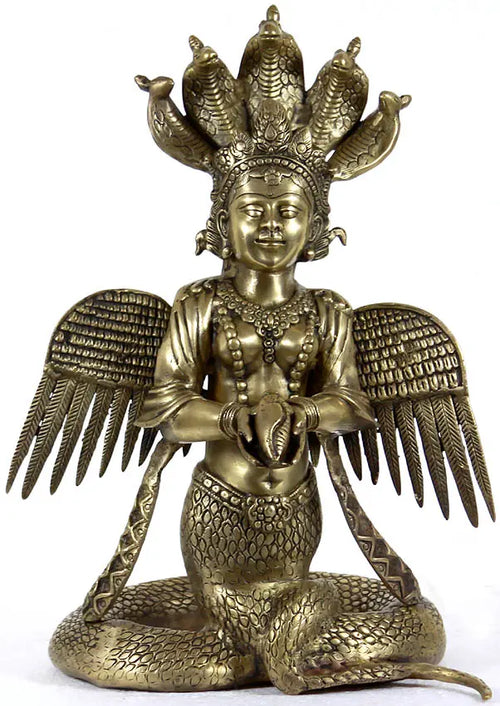 17" Five-Hooded Nagakanya Brass Idol Handmade Statue