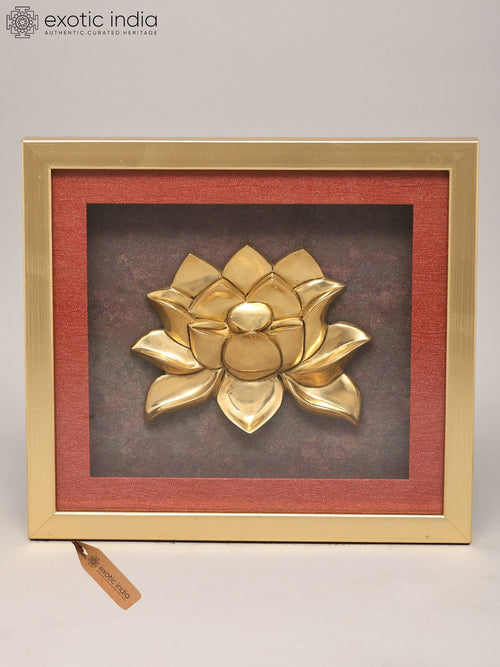 12" Brass Lotus Wall Hanging Sculpture for Home Decor