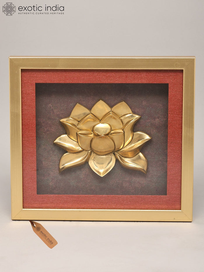 12" Brass Lotus Wall Hanging Sculpture for Home Decor
