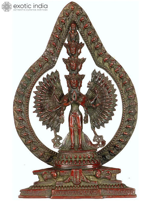 12" Thousand-Armed Avalokiteshvara Brass Handmade Statue