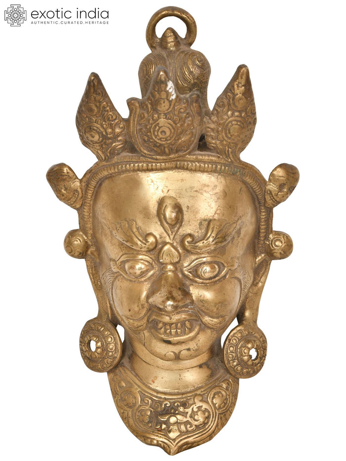 6" Mahakala Brass Mask Statue Handmade
