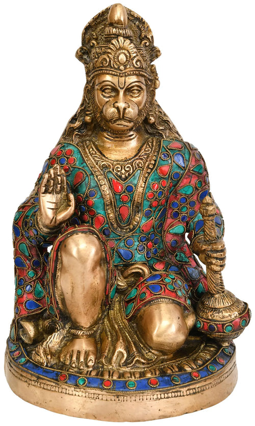 9" Handmade Lord Hanuman Brass Idol for Pooja