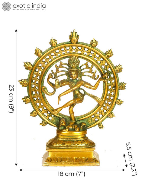 9" Lord Shiva Nataraja Brass Statue | Handmade | Made in India