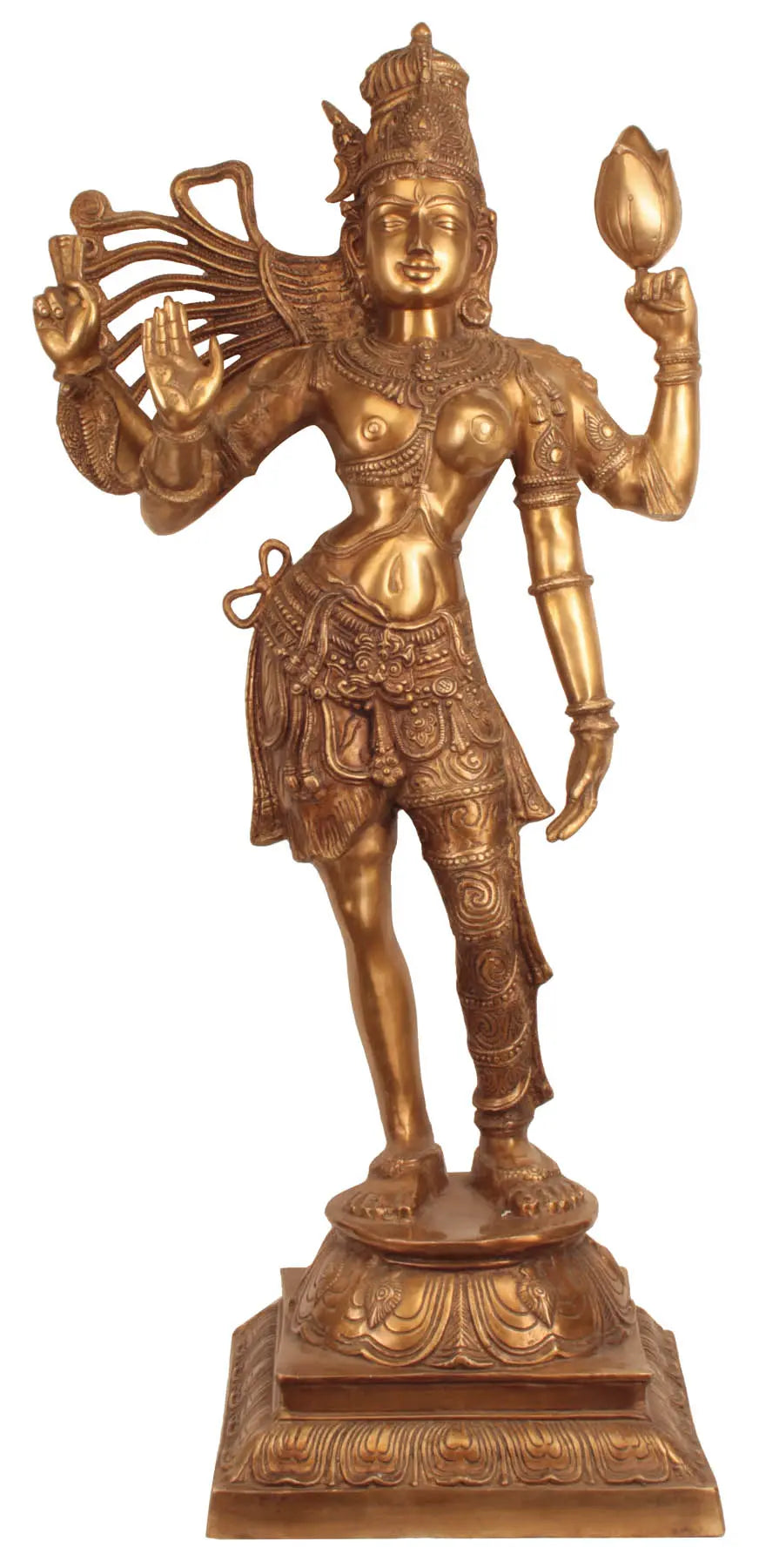 40" Ardhanarishvara In Brass | Handmade | Made In India