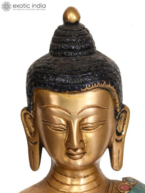 9" Preaching Buddha with Pindapatra In Brass | Handmade | Made In India