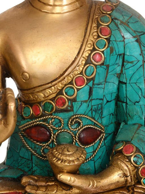 9" Preaching Buddha with Pindapatra In Brass | Handmade | Made In India