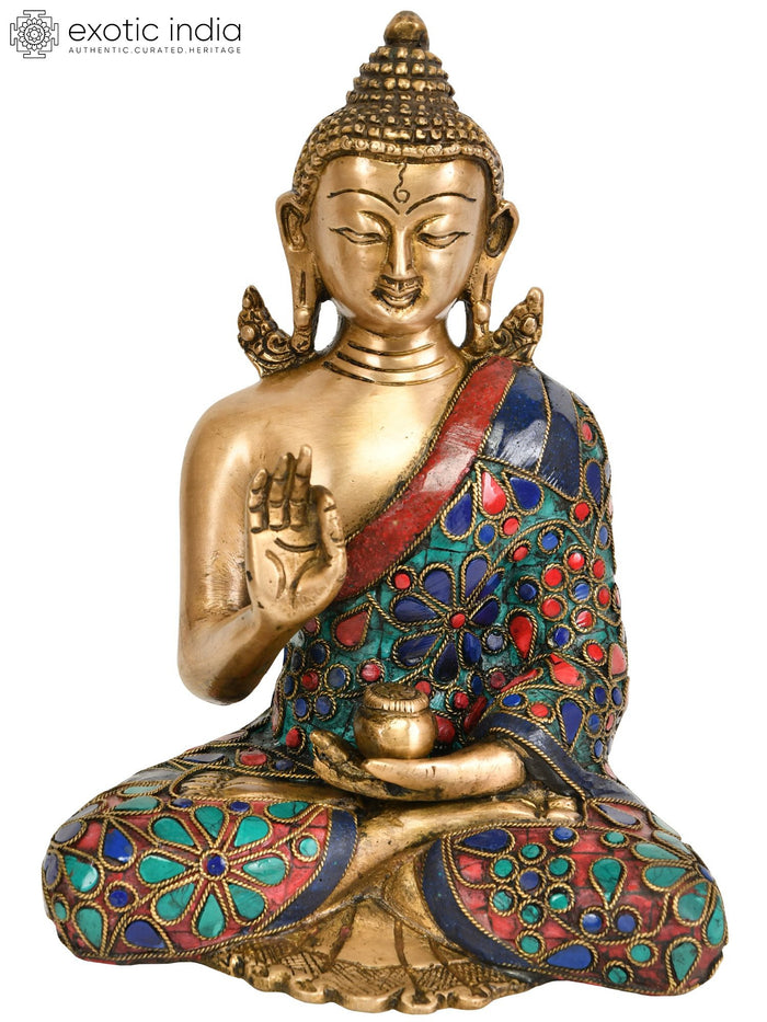 8" Brass Lord Buddha Preaching Dharma Handmade Statue