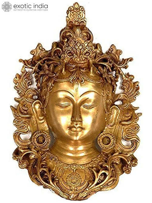 11" Brass Goddess Tara Buddhist Wall Hanging Mask Handmade