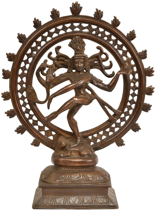 11" Nataraja Brass Sculpture Handmade Cosmic Dancer Shiva Idol