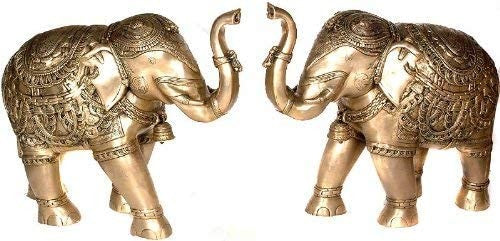 21" Large Brass Auspicious Pair Handmade Statue