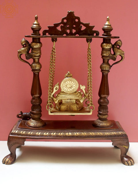 11" Brass Lord Ganesha Statue on A Swing